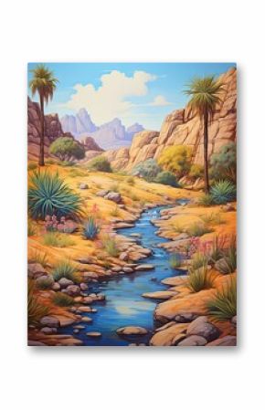 Bohemian Desert Vibes: Captivating Riverside Art showcasing the Serene Beauty of Desert Streams and Brooks