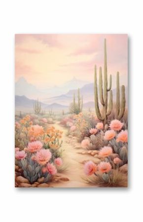 Bohemian Desert Vibes: Blooming Cacti and Morning Mist Painting