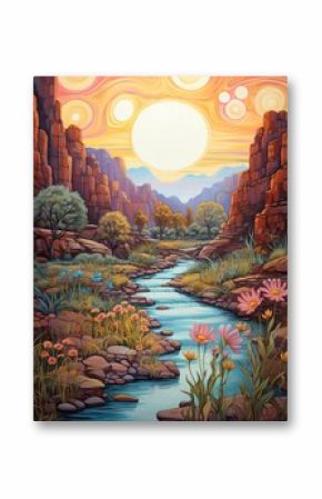 Bohemian Spirit: Riverside Painting of Desert Streams - Vistas of Flowing Boho