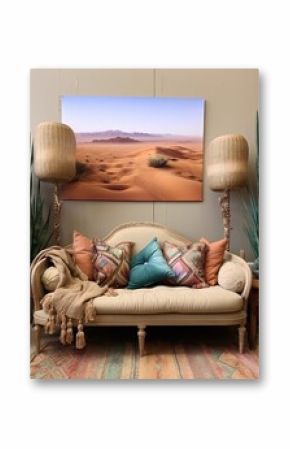 Bohemian Desert Vistas: Artistic Sand Dunes and Rolling Hills with Boho Charm.