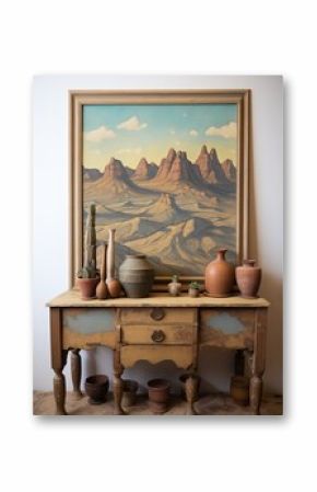 Vintage Painting: Bohemian Desert Vistas - Age-Old Sands under Boho Skies