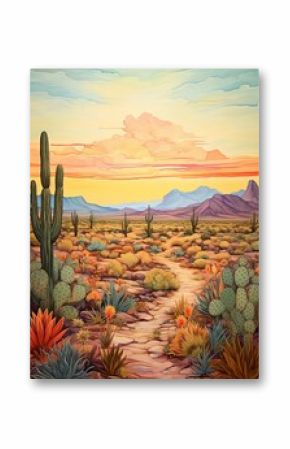 Bohemian Desert Vistas: A Country Landscape Painting Showcasing Vast Boho-style Deserts