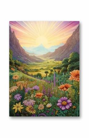 Bohemian Desert Vistas: A Meadow Painting with Patches of Green in Vast Boho Desert