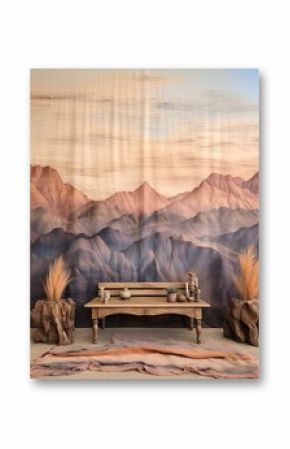 Bohemian Desert Vistas: Sand & Mountain Under Boho Sky - Mountain Landscape Art