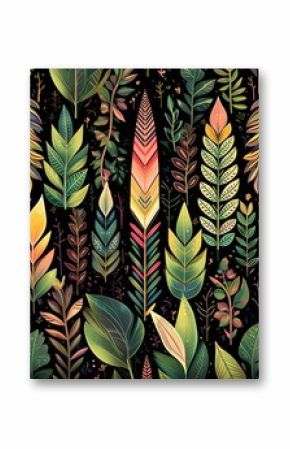 Boho Feather and Arrow Patterns: Rainforest Landscape with Boho Jungle Motifs