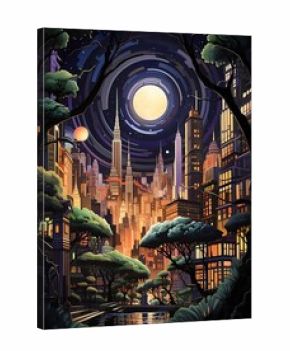 Jazz Age Modern Landscapes: Roaring Twenties City Skylines and Vibrant City Life.