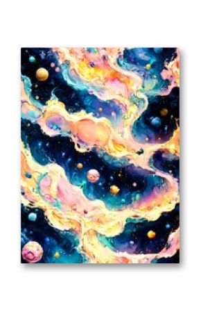 Abstract watercolor galaxy sky background.