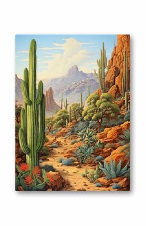 Bohemian Desert Landscape Prints: Succulent Art & Forest Wall Decor