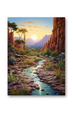 Desert Brooks Mirage: Bohemian Landscape Prints featuring Stream and Brook Art