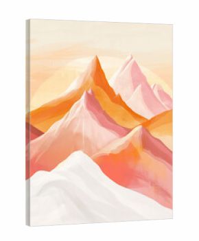 Mountains and sunset, Landscape with mountains. Hand drawn illustration boho style.