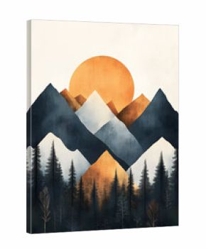 Mountains organic forms poster in pastel color palette