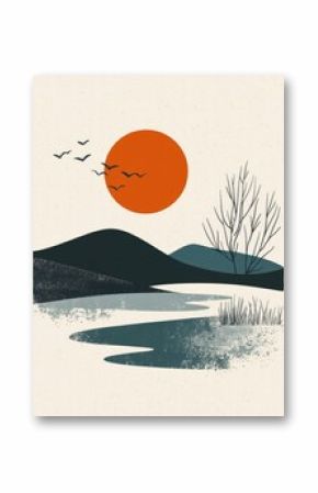 Bohemian Minimalist Vector Landscapes Background