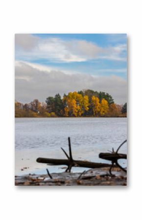 Typical autumn landscape in Trebonsko region, Velky Sustov pond near Suchdol nad Luznici, Southern Bohemia, Czech Republic