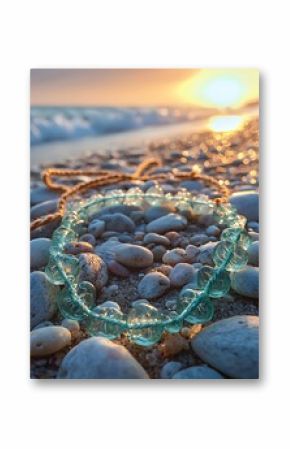 Glass bead necklace beach high resolution picture