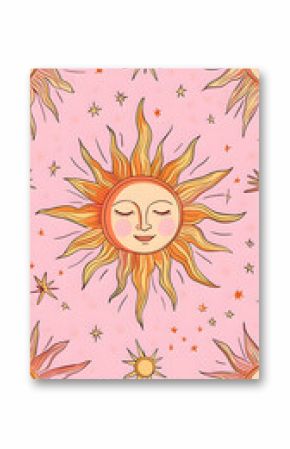 the sun tarot on a pink background.