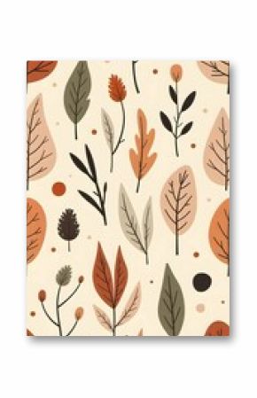 Seamless boho abstract pattern with organic shapes, terracotta and earth tone colors, minimal and modern design