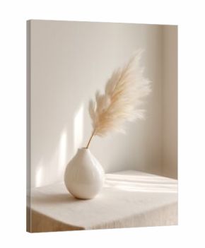 Pampas Grass in White Vase on Table