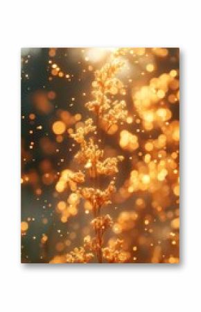 A stunning capture of sunlit dry grass and plants glowing with warm golden tones. This peaceful autumn scene showcases beautiful natural textures and organic patterns, perfect for boho designs