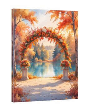 Romantic Autumn Wedding Arch by the Lake