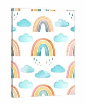 Cute rainbow and cloud pattern