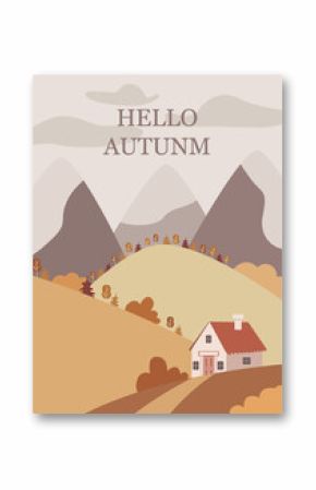 Flat seamless illustration. Minimalistic abstract leaf pattern. Modern autumn print on a light background. Ideal for textile design, screensavers, covers, cards, invitations and posters.
