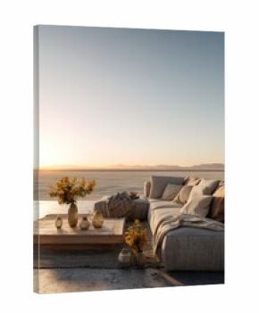 Outdoor seating area sunset