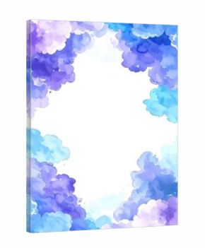 Abstract watercolor frame of soft blues and purples