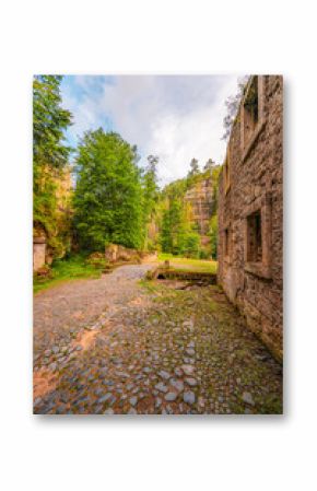 Ruins of water mill Dolsky mlyn in Bohemian Switzerland, Czech Republic. The place where Czech fairy tales are filmed