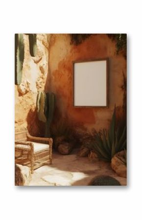 Desert Oasis with Wooden Frame Mockup