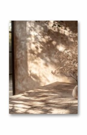 Sunlight streams through a window, casting delicate shadows on a wooden table.