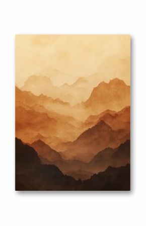 Vertical nature background with an abstract brown and beige mountain landscape. Modern boho neutral textured wall art