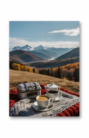 Cozy Mountain Picnic with Coffee and Scenic Views