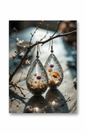 Enchanted Flower Drop Earrings Botanical Jewelry with Dried Flowers