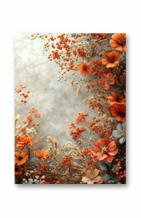 Bohemian floral frame rustic autumn high resolution photo