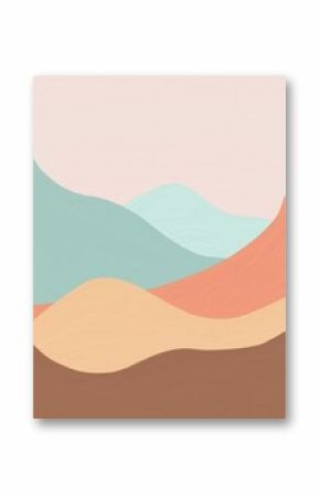 Abstract print with organic shapes in beige, light green, pastel pink and dark brown. Minimal trendy style social media stories template. Design for posters, cards, stationery 
