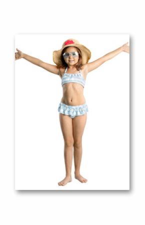 Happy cute little girl wearing a swimsuit