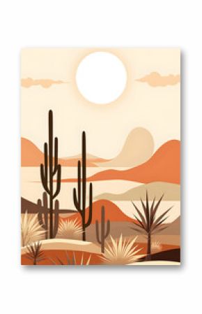 Boho Art Print Cactus Landscape - 4800 x 7200 pixels, 300 DPI