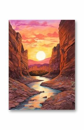 Bohemian Valley Sunset: Seascape Art Print & Desert Landscape Painting