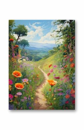 Bohemian Meadow Paintings: Lush Land Lover�s Lane Print Collection