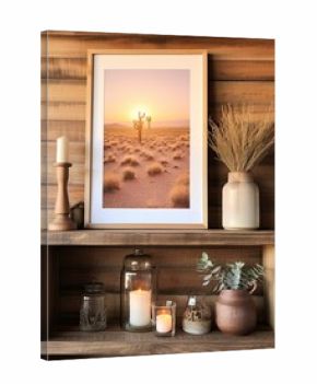 Boho Desert Sunset Imagery: Earthy Palette & Rustic Cottage Art Print