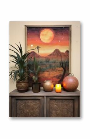 Boho Desert Sunset, Wall Art: Vintage Bohemian Dream Painting