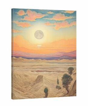 Vintage Boho Desert Sunset Art Print: Sandy Dunes Painting