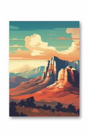 American mountains landscape in retro style