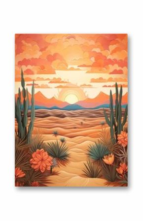Bohemian Desert Vibes: Sunlit Sand Dunes and Vibrant Landscape Poster