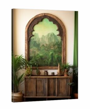 Bohemian Desert Vistas: Tranquil Forest Wall Art with a Boho Twist.