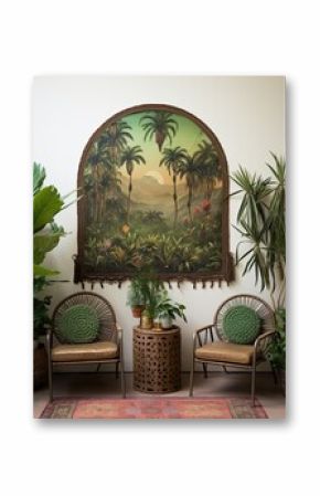 Bohemian Desert Vistas: Green Desert meets Boho Forest Wall Art