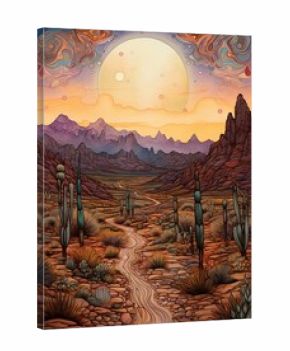Boho Moonlit Landscape: Captivating Bohemian Desert Vistas Under the Glow of Moonlight