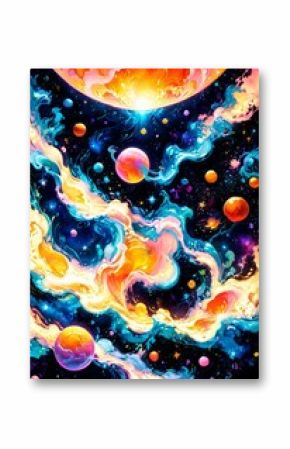 Abstract watercolor galaxy sky background.