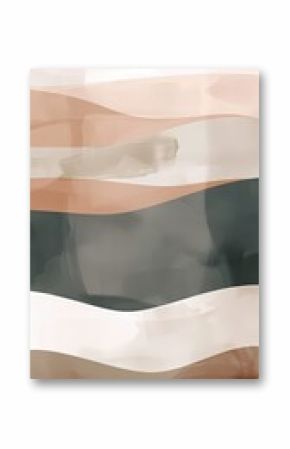 simple boho abstract simple wavy curve shape painting in light beige  pastel tone  , Artwork for wall art and home decor, simple poster at 