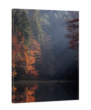 Autumn in The Saxon Switzerland National Park, or Nationalpark Sächsische Schweiz in Germany. Fall colors. 